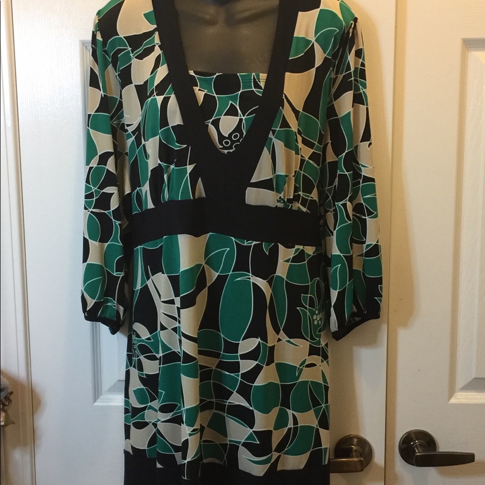 Venezia Empire Tunic w Tie Belt Geometric Print